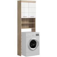 Waschmaschinenschrank Lambada Sonoma Eiche Dekor Weiß Hg - Weiß Hochglanz/Silberfarben, MODERN, Holzwerkstoff (63/191/24cm) - MID.YOU