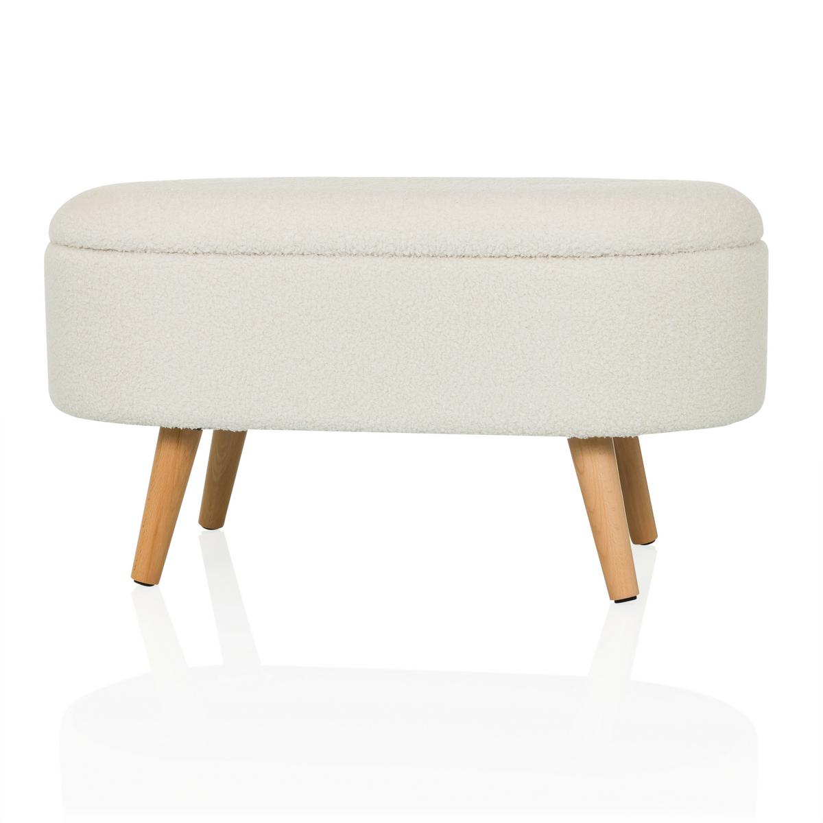 Hocker Storiano Weiß B: 82 Cm - Eichefarben/Weiß, MODERN, Textil (82/43/47cm) - MID.YOU