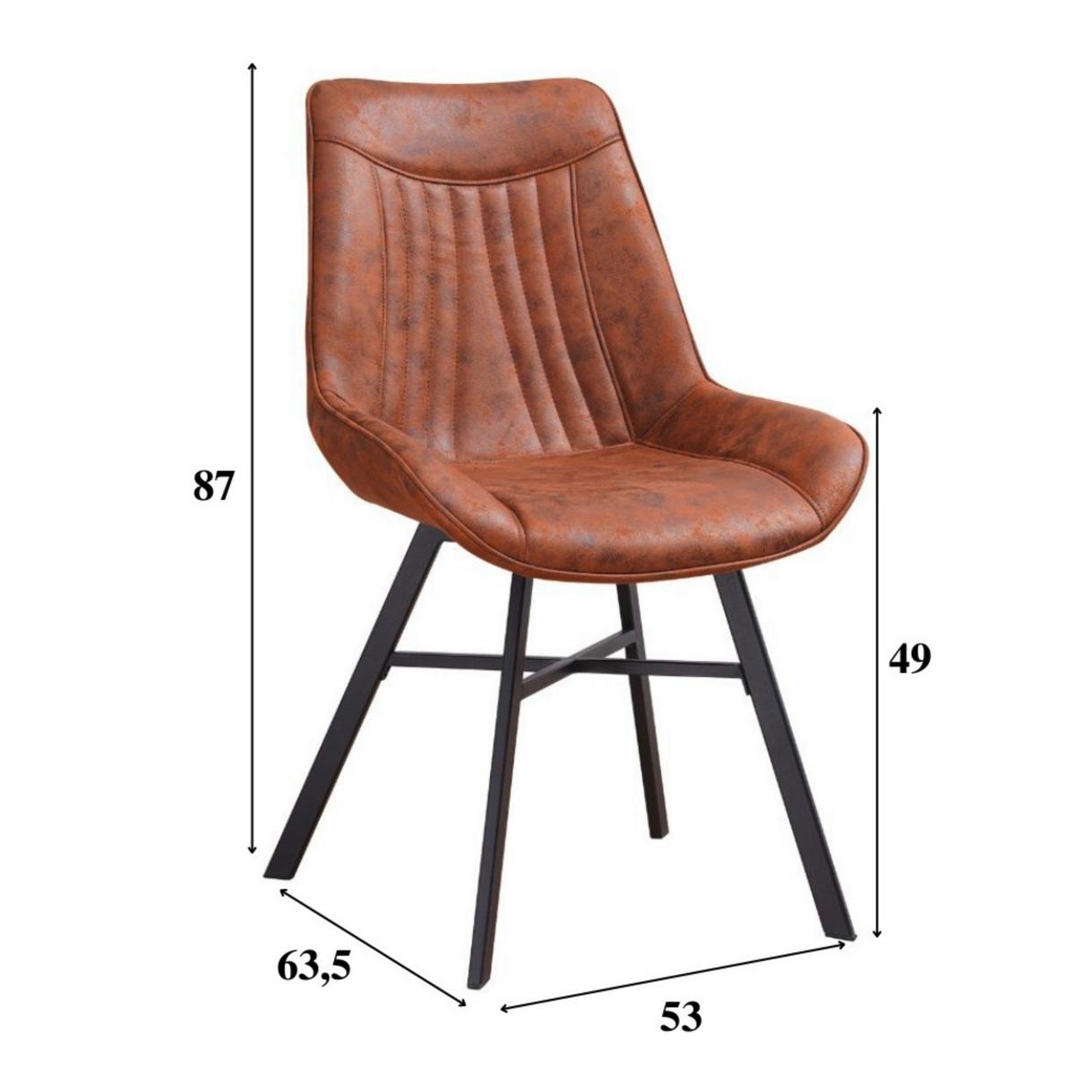 Stuhl-set Samuel Cognac, B: 53 Cm - Cognac/Schwarz, MODERN, Textil/Metall (53/87/63,5cm) - MID.YOU