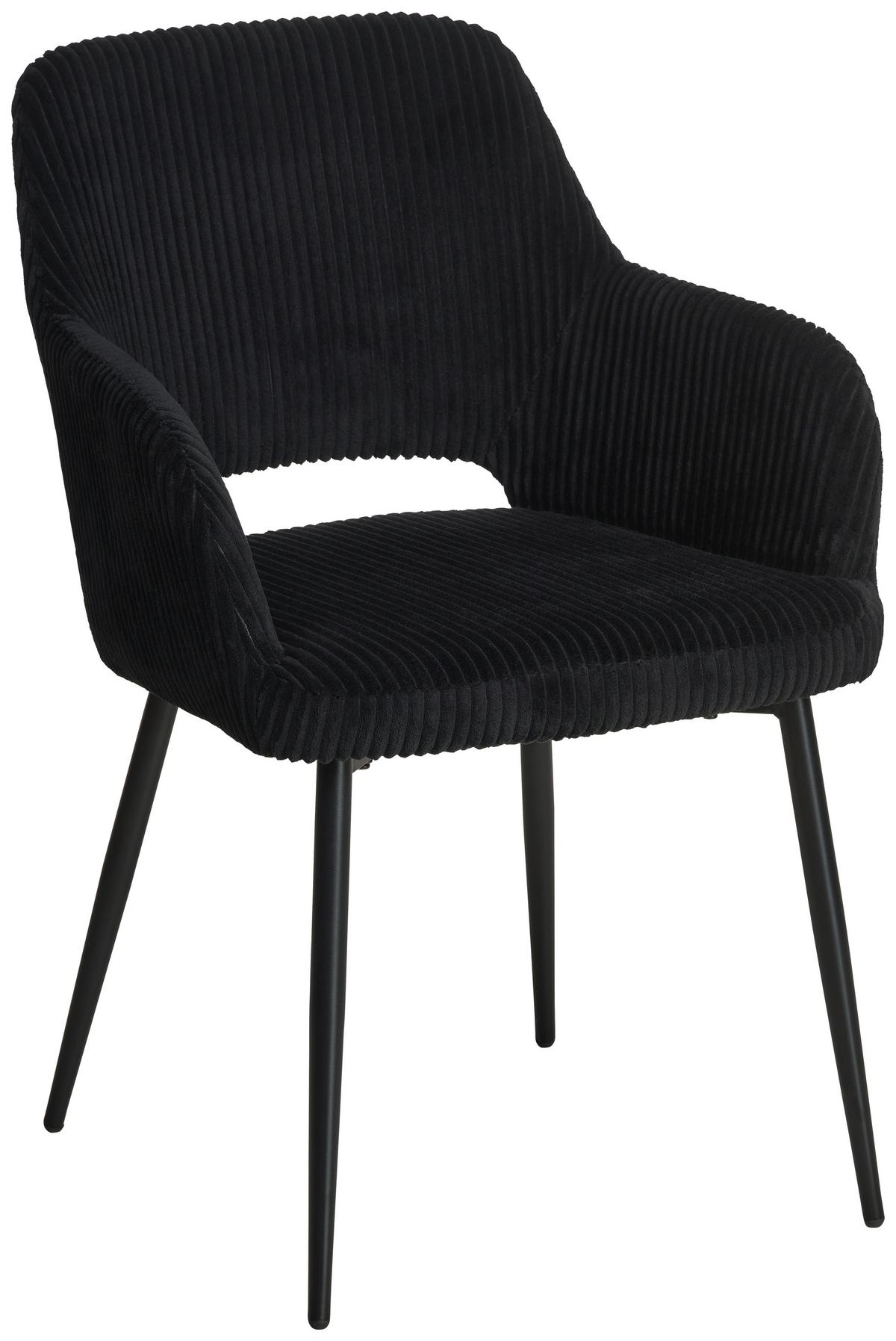 Armlehnstuhl Pina Cord Schwarz, B: 57 Cm - Schwarz, KONVENTIONELL, Holz/Textil (57/83.5/63cm) - MID.YOU