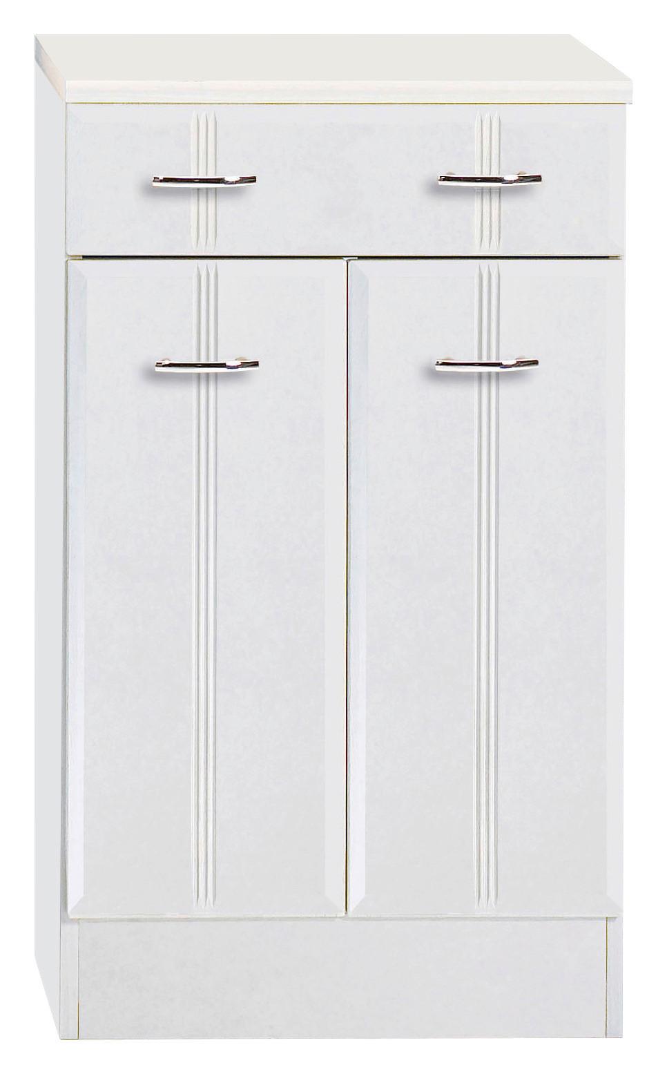 Unterschrank mit Lade Rallye B: 50cm Weiß Dekor - Weiß, KONVENTIONELL, Holzwerkstoff (50/84/35cm) - Held