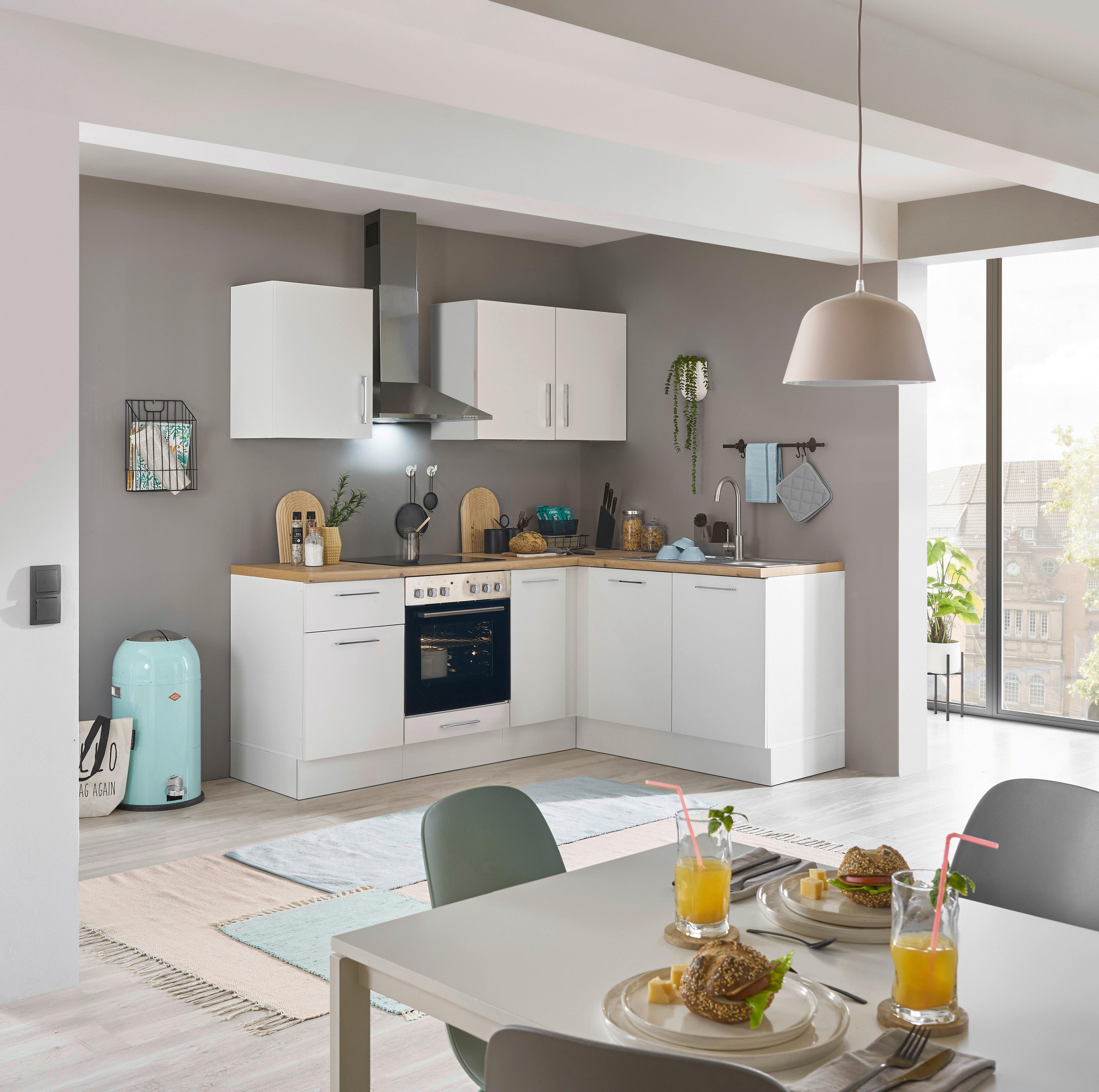 Eckküche Turin Weiß/Eiche Dekor 210x165 cm - Weiß/Eiche Artisan, Basics, Holzwerkstoff (210/165cm) - MID.YOU