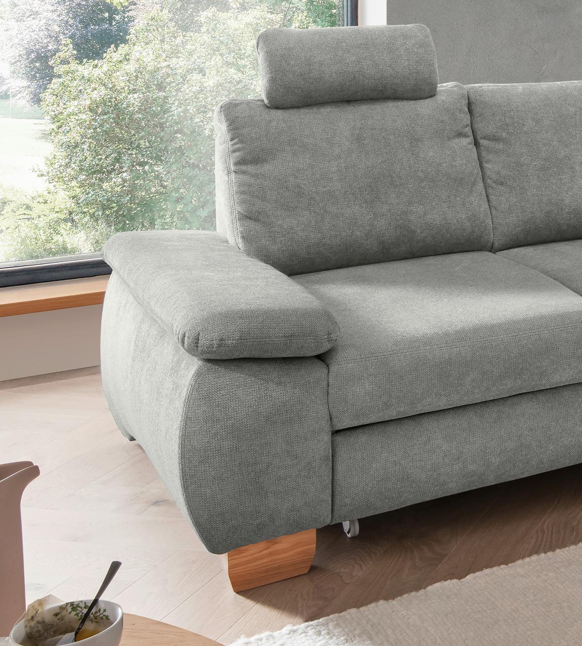 Eckschlafsofa Positano Hellgrau S: 261x206 Cm - Wildeiche/Hellgrau, MODERN, Textil (261/206cm) - Livetastic