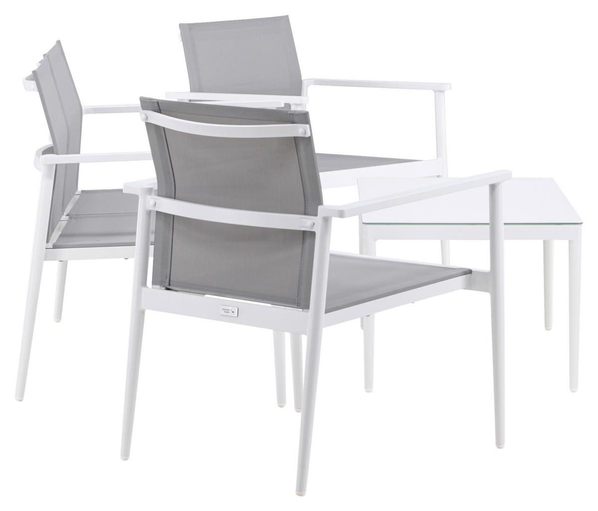 Loungegarnitur Break - Weiß/Grau, KONVENTIONELL, Glas/Textil - Gardenson