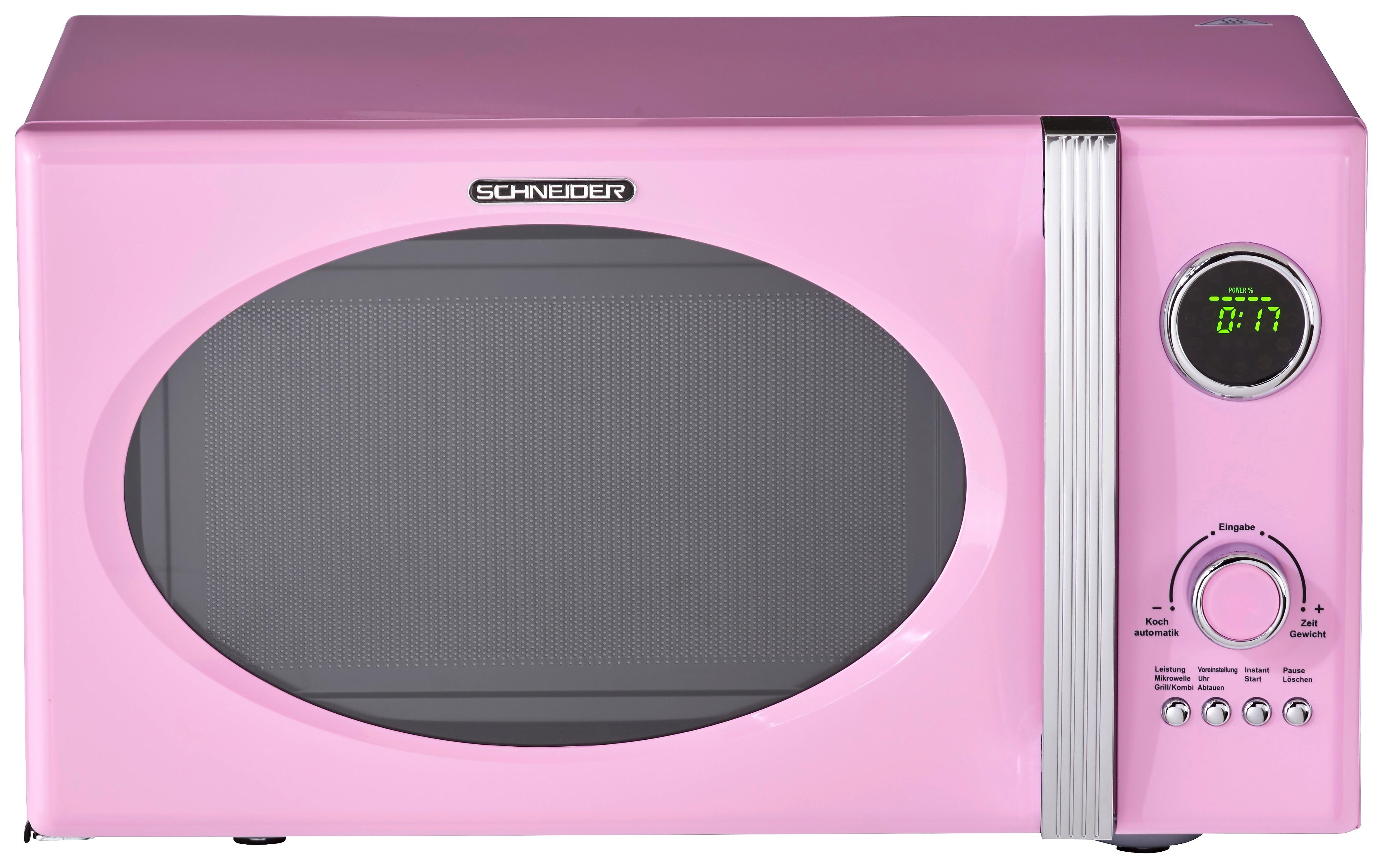 Mikrowelle in knalligem Pink online kaufen SCHNEIDER Mikrowelle mit Grill pink 23 Liter 1000 Watt Retro
