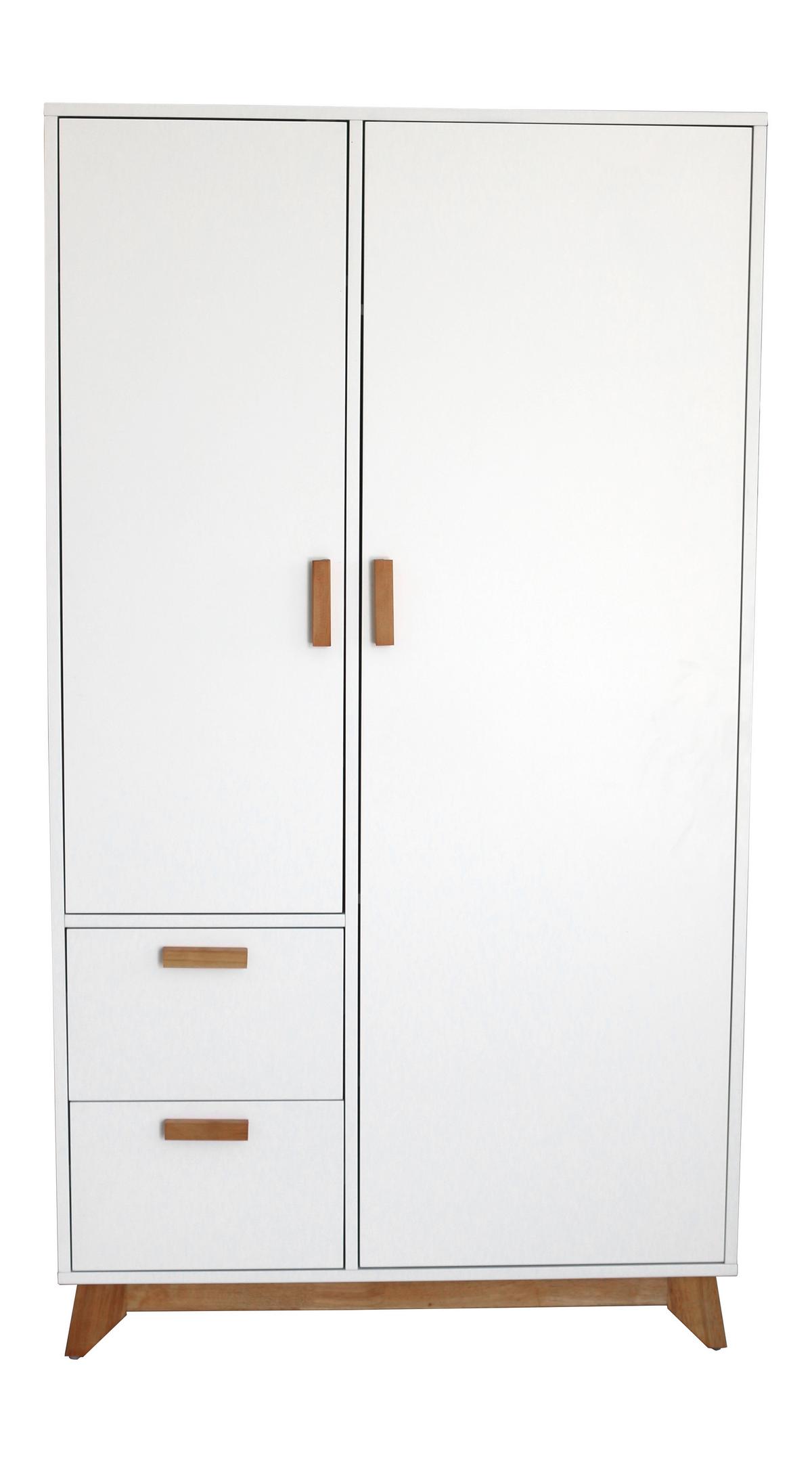 Šatní skříň MILAN 100cm - bílá/přírodní barvy, Moderní, dřevo (100/180/52cm) - Modern Living