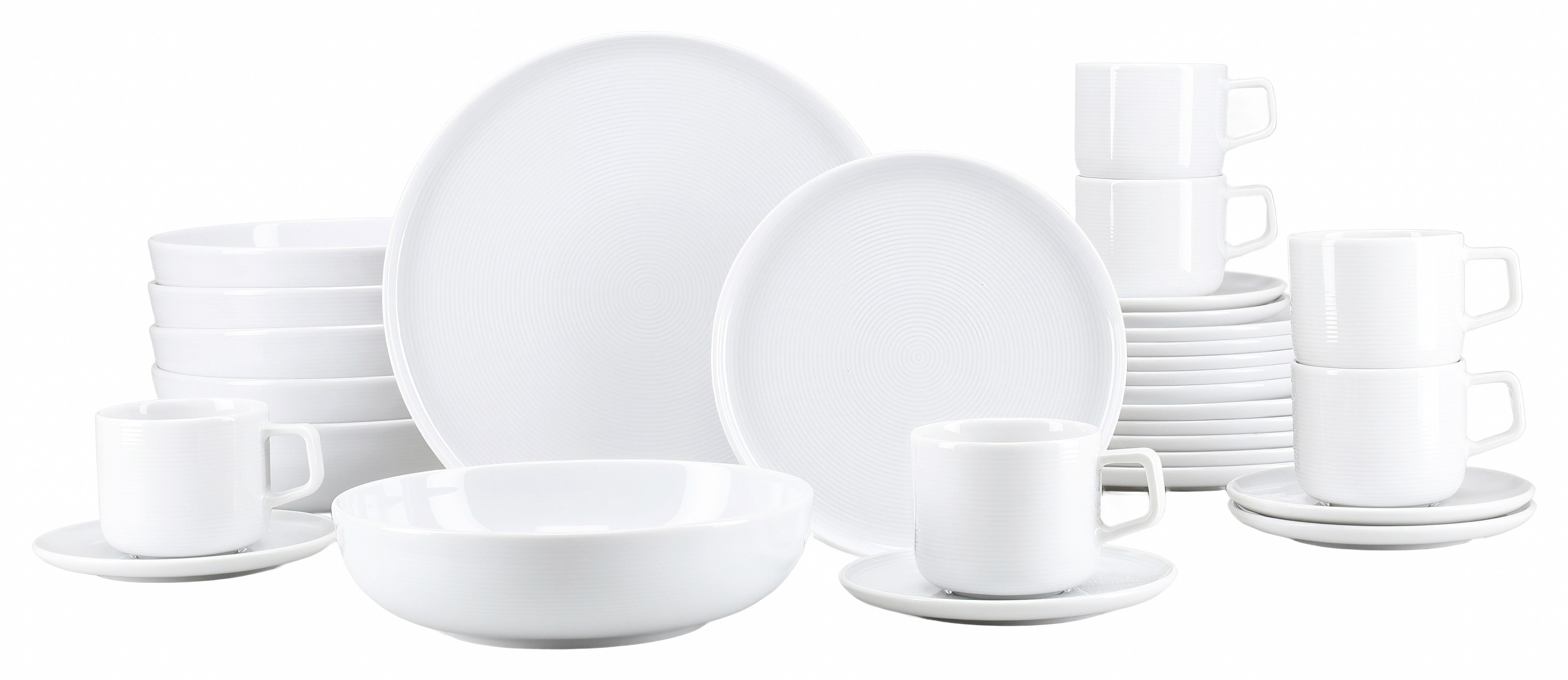 Kombiservice 30-Teilig. Porzellan, weiß - Weiß, Basics, Keramik - Creatable