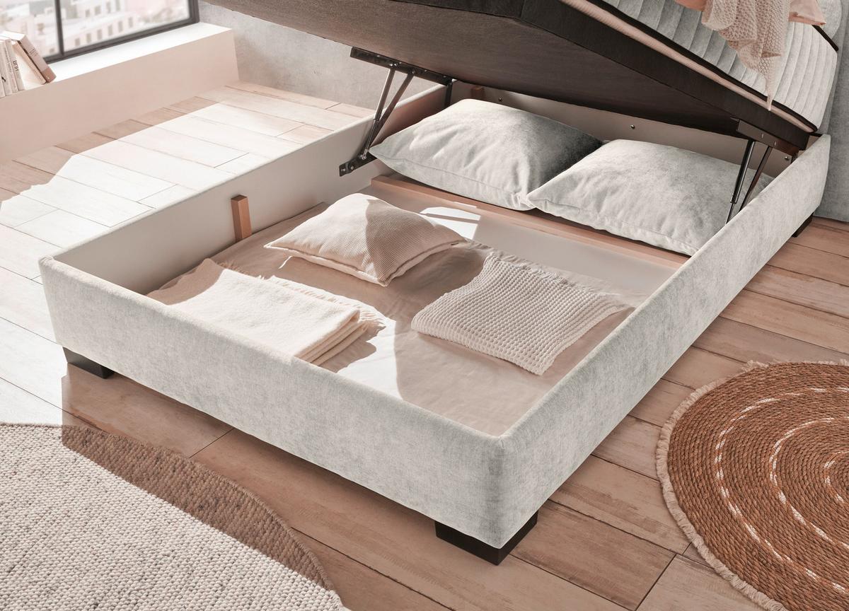 Boxbett Nagol C - Beige/Schwarz, MODERN, Holzwerkstoff/Textil (140/200cm) - MID.YOU