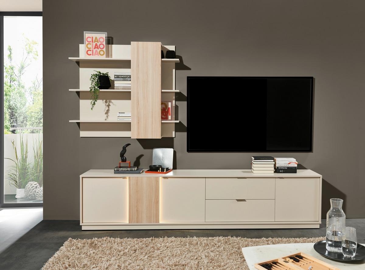 Wohnwand Alex Kaschmir, B: 238cm - Kaschmir, MODERN, Holzwerkstoff (238/202/40cm) - MID.YOU