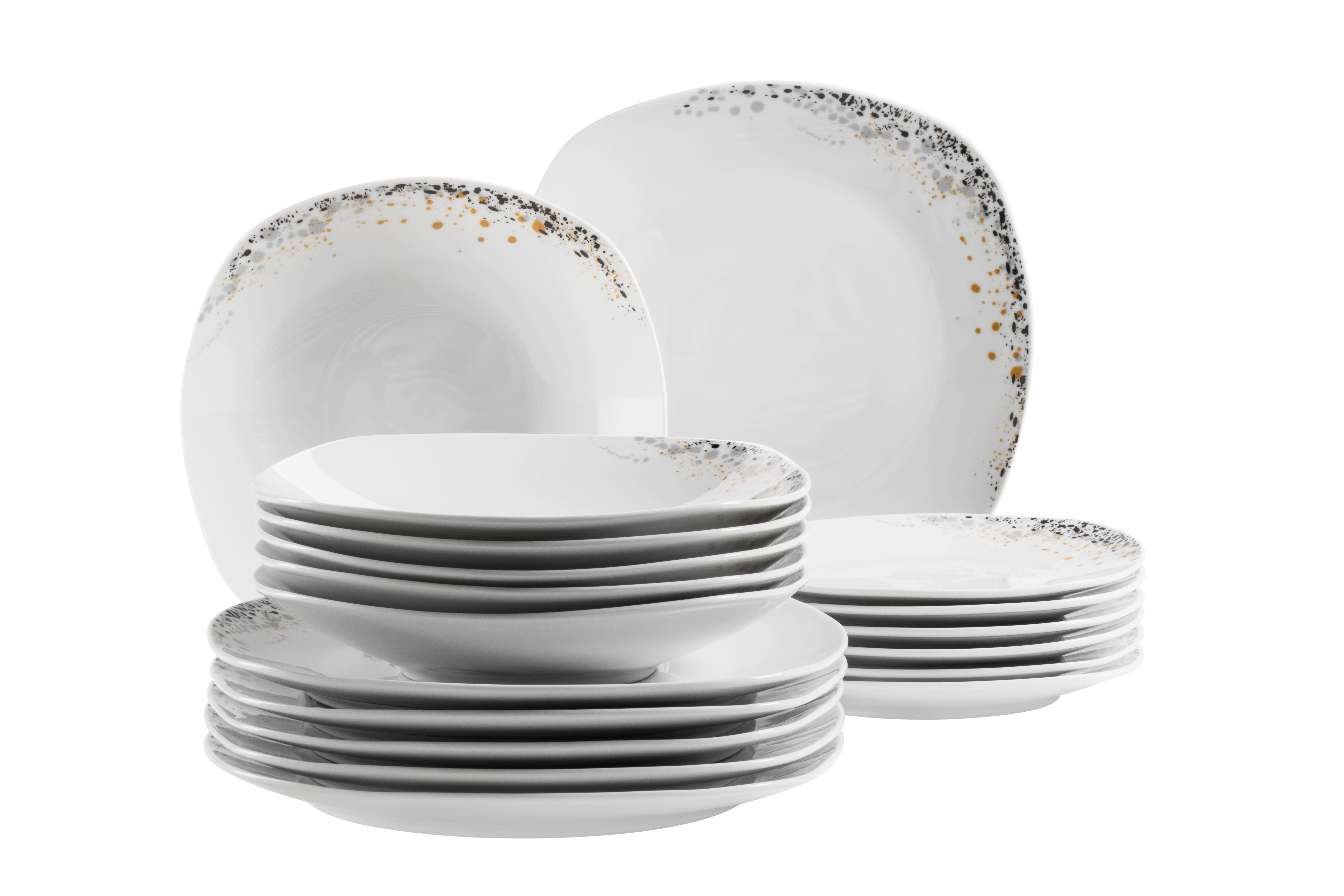 Tafelservice Space Dust 6 Personen Geschirr Set - Weiß, Basics, Keramik - Mäser