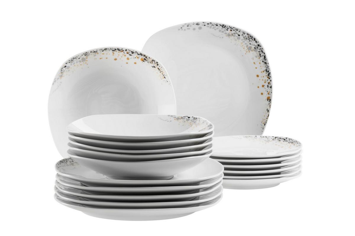 Tafelservice Space Dust 6 Personen Geschirr Set - Weiß, Basics, Keramik - Mäser