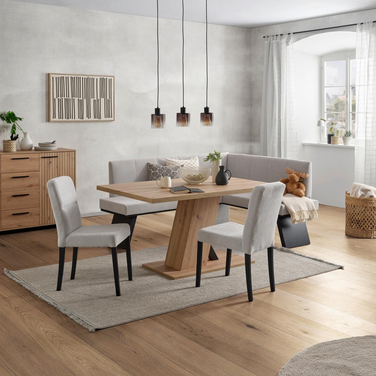 Eckbank Grau Emma Ii 185x150 Cm - Schwarz/Grau, KONVENTIONELL, Holzwerkstoff/Textil (185/150cm)