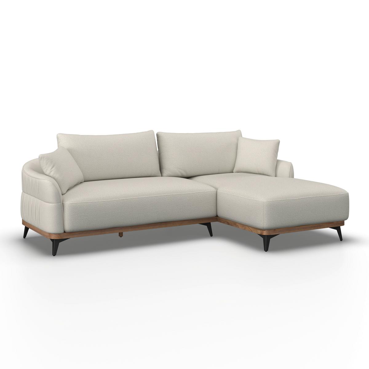 Sedací souprava MELIA, oboustranná, krémová - černá/krémová, Moderní, kov/dřevo (254/69/166cm) - Bessagi Home