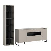 WOHNWAND Noida Kaschmirfarben B: 245cm - Kaschmir/Schwarz, Design, Holzwerkstoff (245/192/41cm) - Livetastic