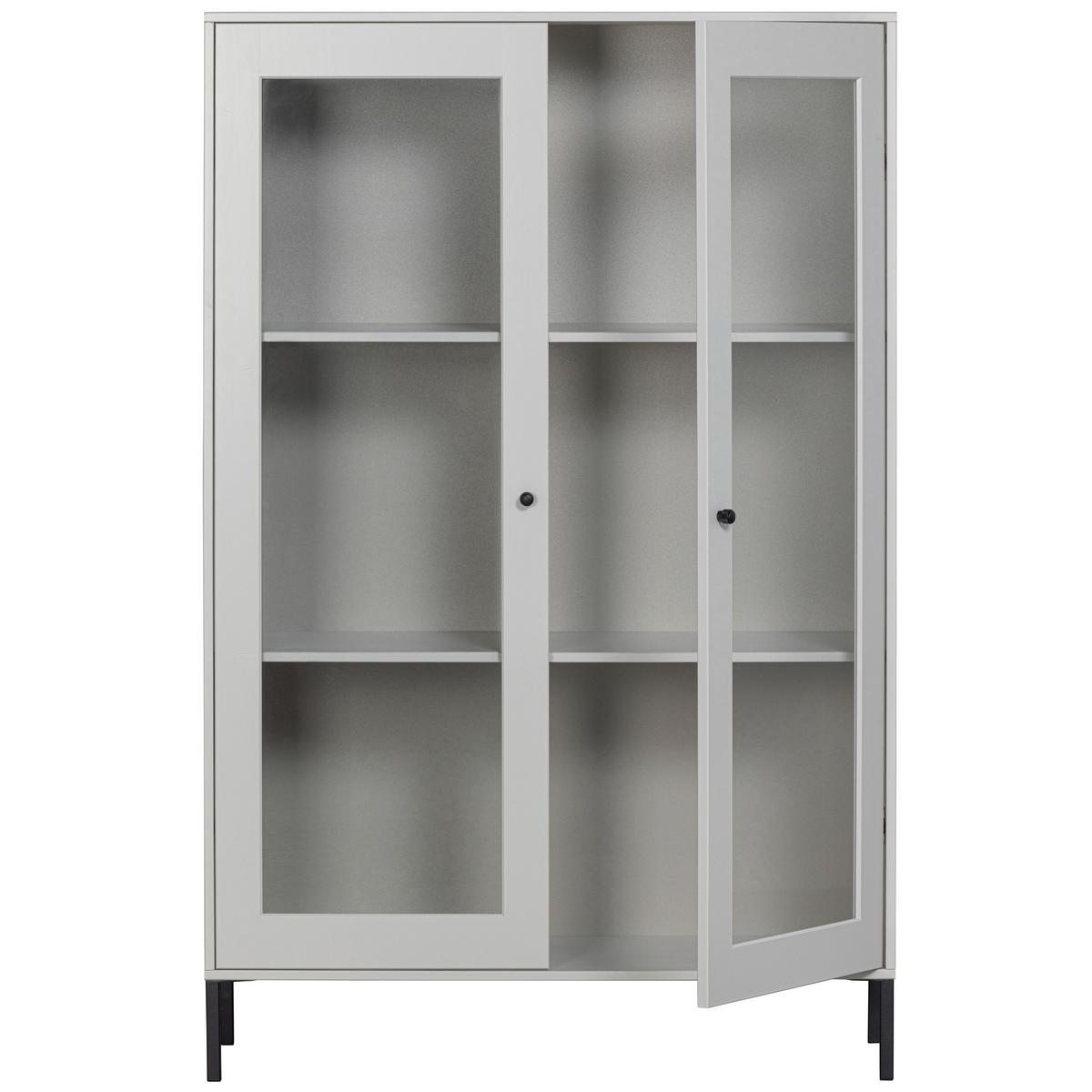 Vitrine Xam Grau B: 100 Cm - Schwarz/Grau, Design, Glas/Holz (100/155/40cm) - Livetastic