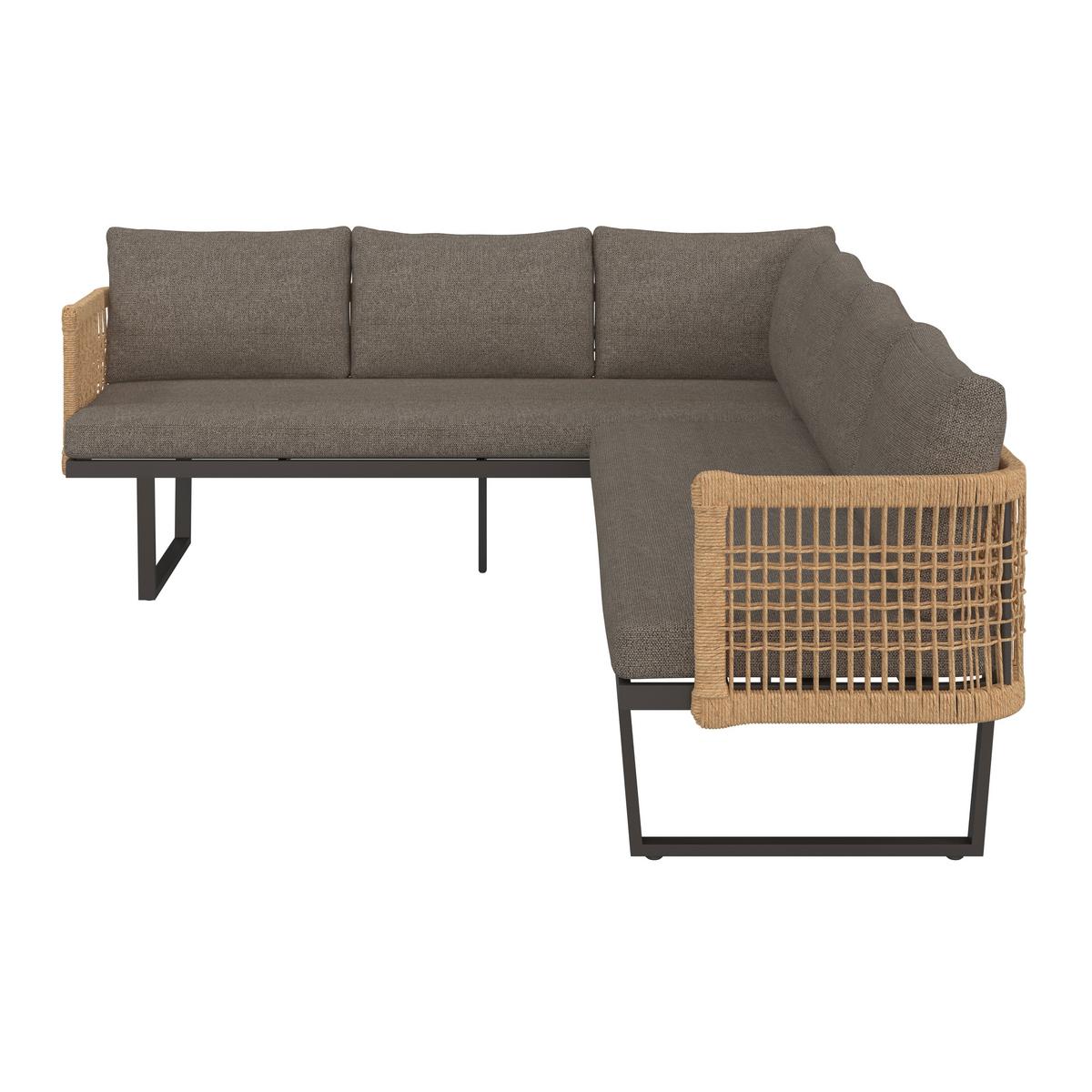 Loungegarnitur Bologna - Anthrazit/Braun, MODERN, Glas/Kunststoff (256/198cm) - Beldano