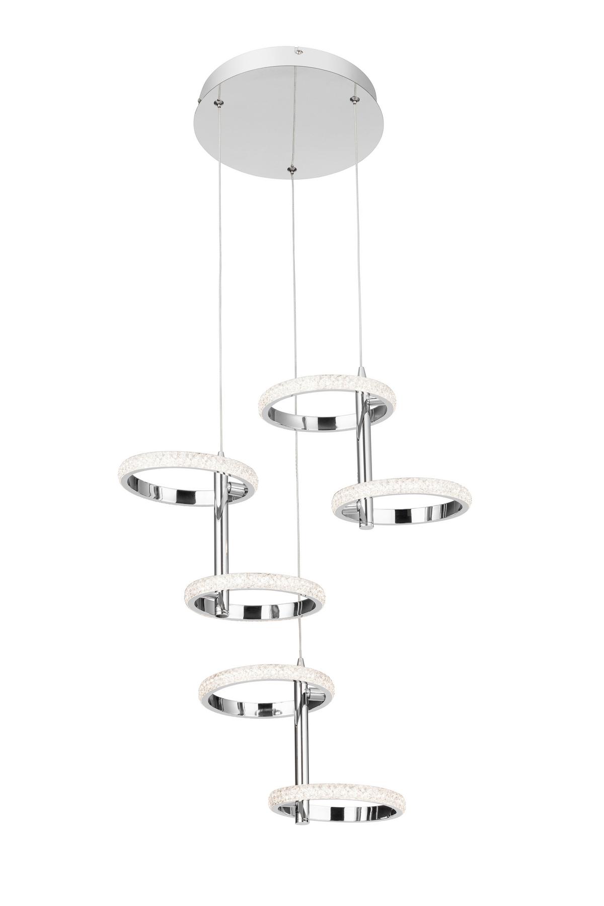 LED-Hängeleuchte Rong - Chromfarben, MODERN, Kunststoff/Metall (45,5/120cm)