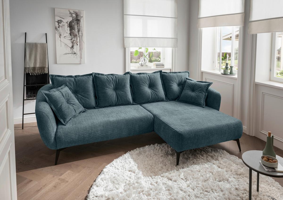 Ecksofa Baggio Blau S: 277x162 cm - Blau/Schwarz, MODERN, Textil (277/162cm) - Livetastic
