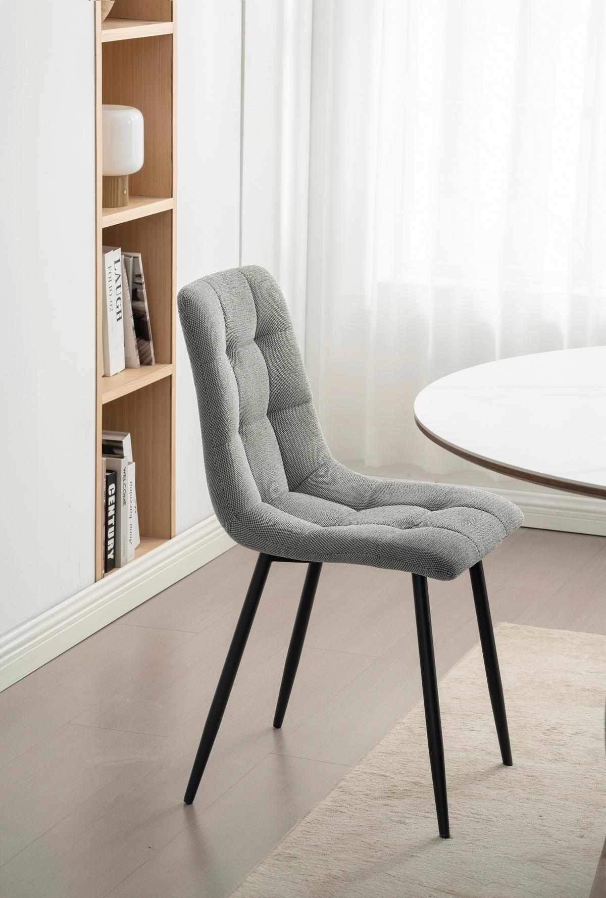 Vierfußstuhl Adea Leinenoptik Grau - Schwarz/Grau, KONVENTIONELL, Holz/Textil (45/88/55cm) - P & B