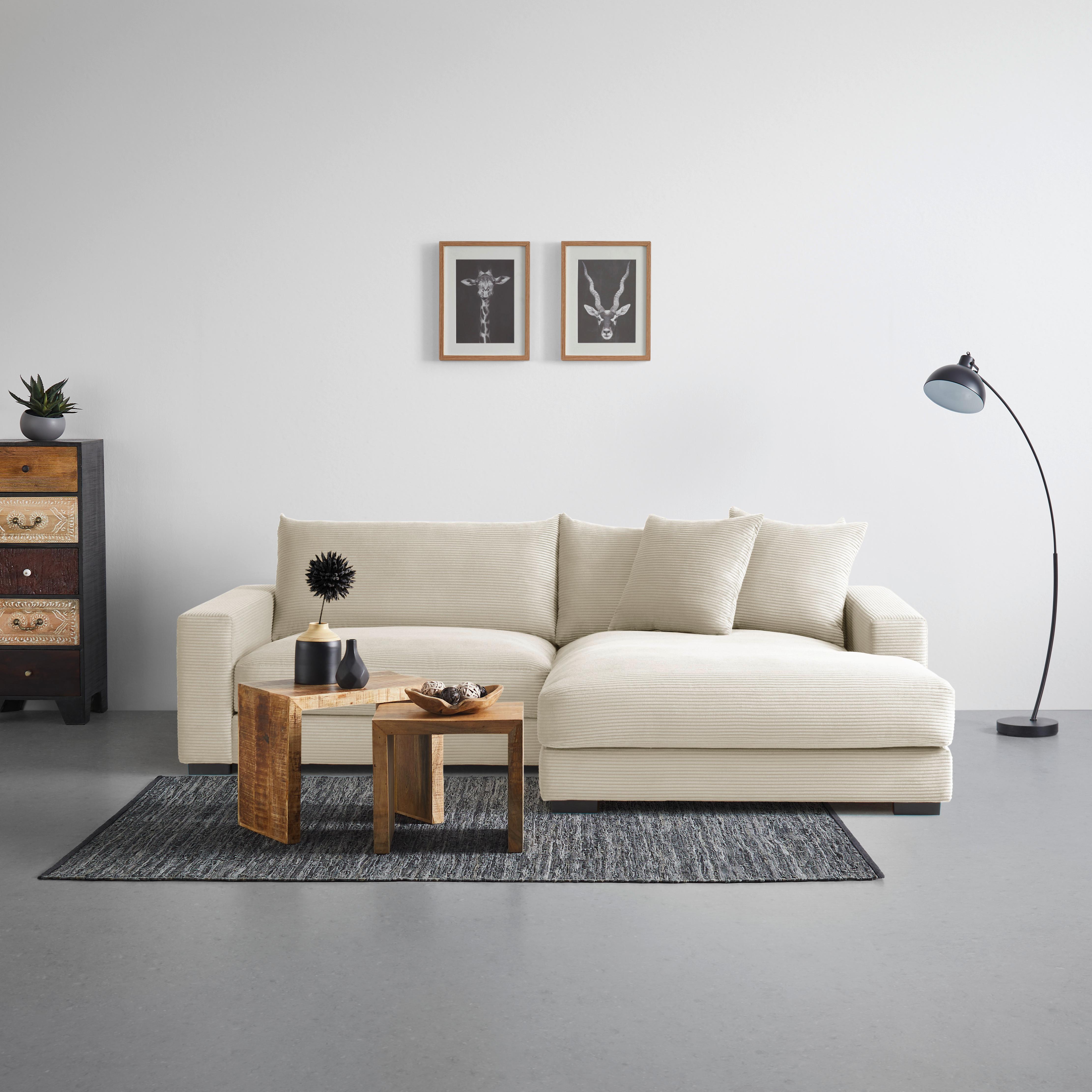 Rohová sedačka PEDRO, pravá, krémový menčester - krémová, Modern, textil (265/180cm) - Mömax