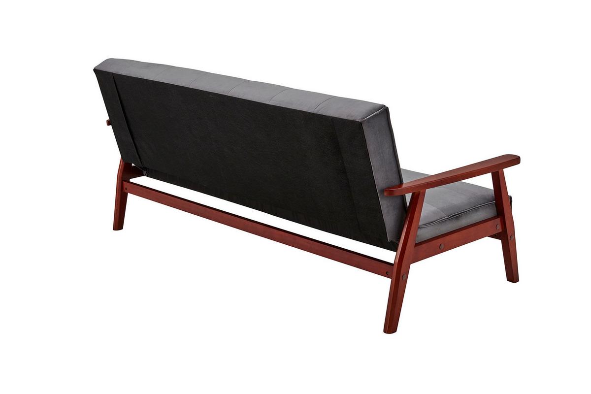 Schlafsofa Dunkelgrau B: 190 Cm - Kirschbaumfarben/Dunkelgrau, MODERN, Holz/Textil (190/81/85cm) - Livetastic