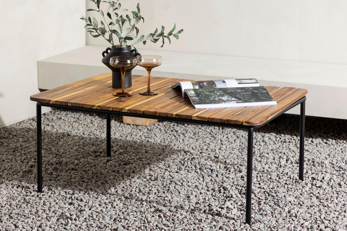 Loungetisch Penh Aus Stahl Und Echtholz - Naturfarben, KONVENTIONELL, Holz/Metall (100/65/40cm) - Gardenson