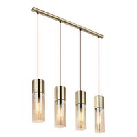 Hängeleuchte H: 156 Cm 4-Flammig, Messingfarben - Messingfarben, KONVENTIONELL, Glas/Metall (80/9/156cm) - Globo