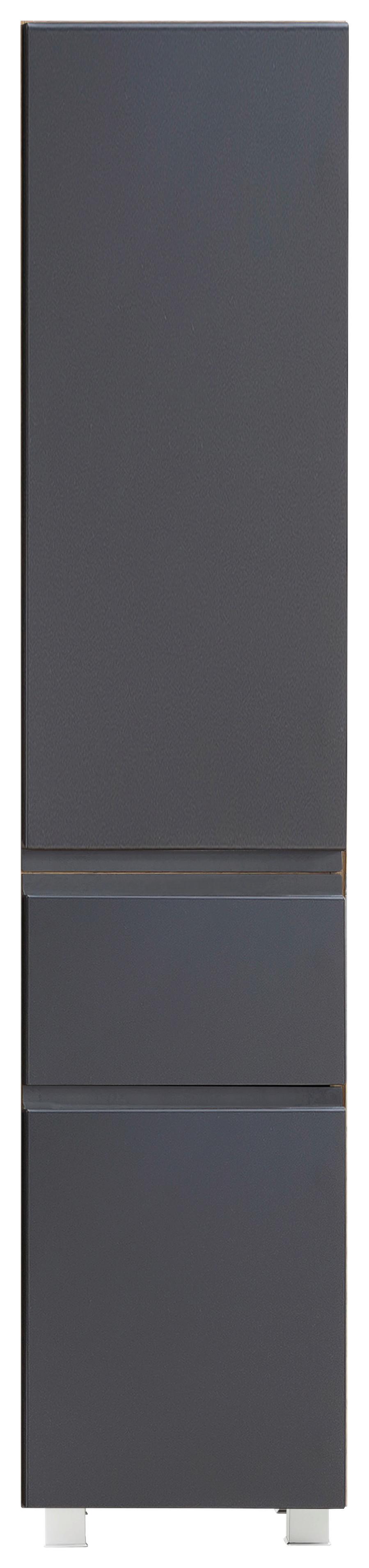 Hochschrank in Grau und Wotan Eiche