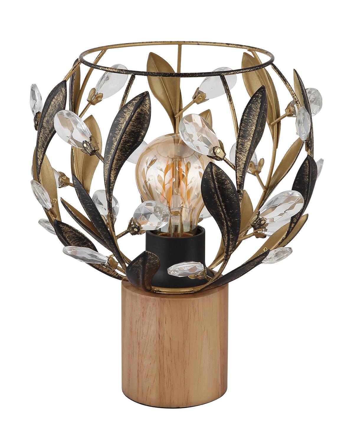 Tischleuchte Mika D: 20 cm Klar Schwarz Goldfarben - Klar/Goldfarben, Basics, Holz/Kunststoff (20/25cm) - Globo