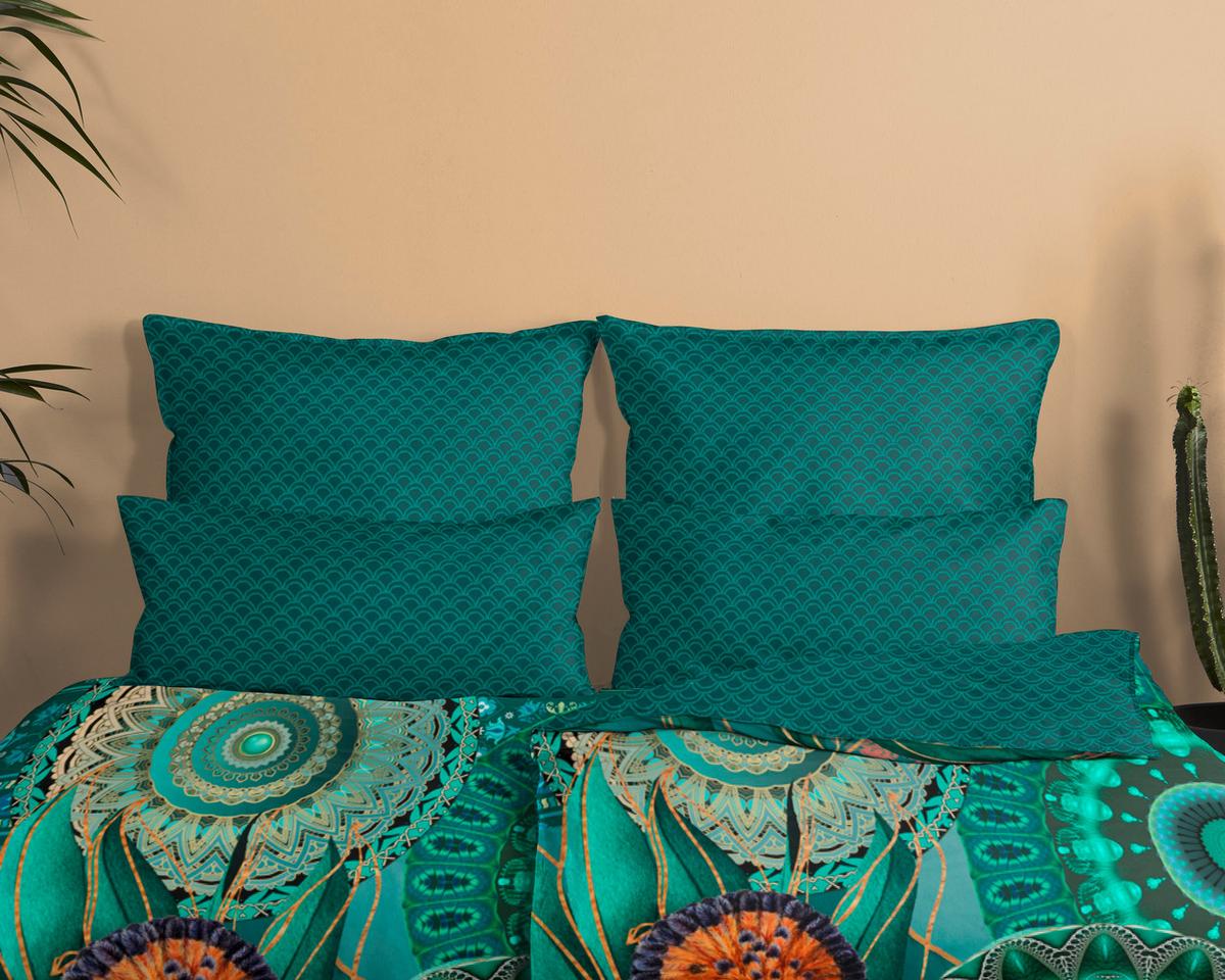 Bettwäsche Damali 140x200 Cm Grün Dunkelgrün - Dunkelgrün/Grün, LIFESTYLE, Textil (140/200cm)