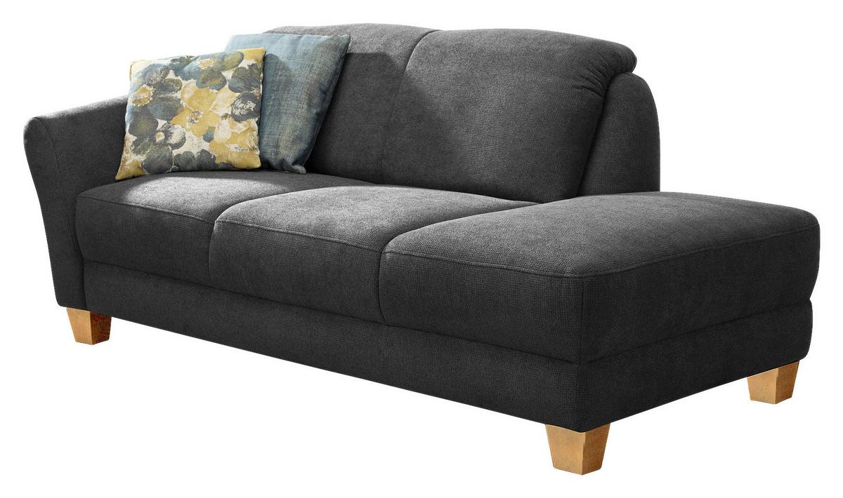 Récamiere Gotland V, Schwarz B: 194 cm - Schwarz/Naturfarben, KONVENTIONELL, Textil (194/84/91cm) - Sit & More