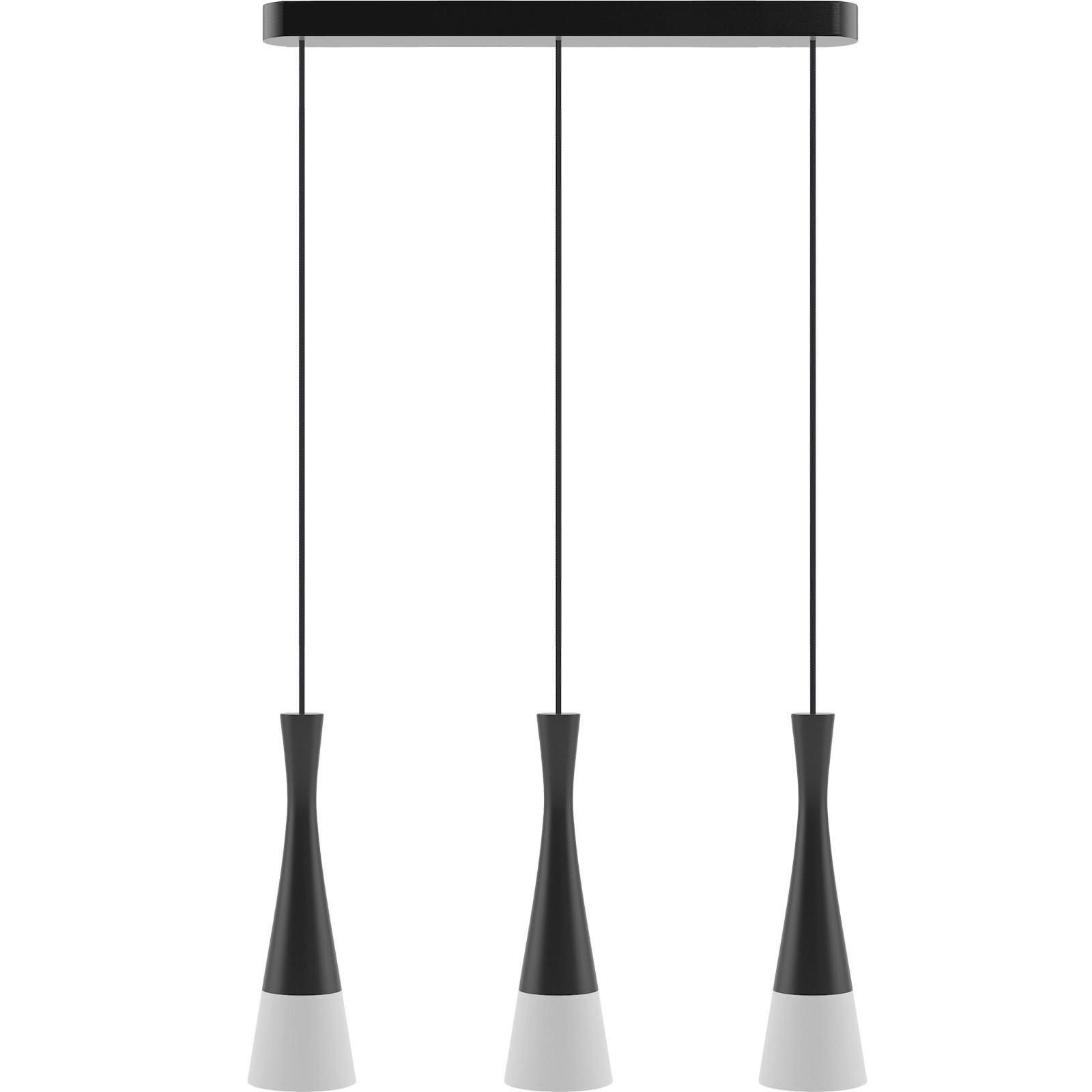 HÄNGELEUCHTE 8511339 VEGAS2, 3-FL, SCHWARZ - Schwarz/Weiß, Design, Holz/Textil (75/150cm)