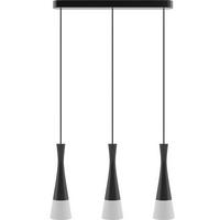 HÄNGELEUCHTE 8511339 VEGAS2, 3-FL, SCHWARZ - Schwarz/Weiß, Design, Holz/Textil (75/150cm)