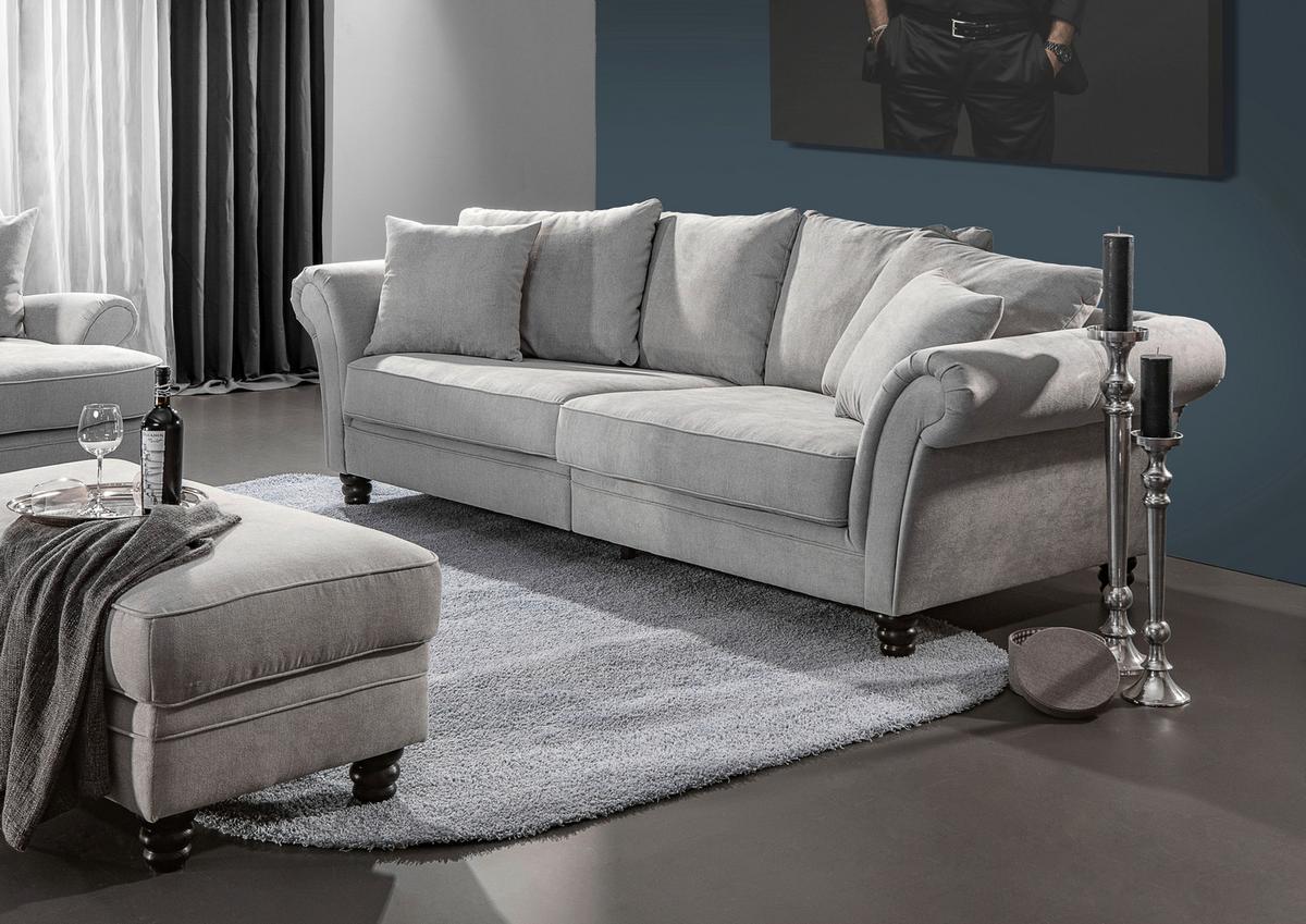 Bigsofa Lamour - Dunkelbraun/Hellgrau, KONVENTIONELL, Holz/Textil (270/80/110cm) - Livetastic