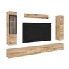 Wohnwand Vera Xxl Eiche Wotan B: 300cm - Eiche Wotan/Grau, Basics, Glas/Holzwerkstoff (300/162/33cm) - P & B