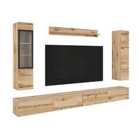 Wohnwand Vera Xxl Eiche Wotan B: 300cm - Eiche Wotan/Grau, Basics, Glas/Holzwerkstoff (300/162/33cm) - P & B