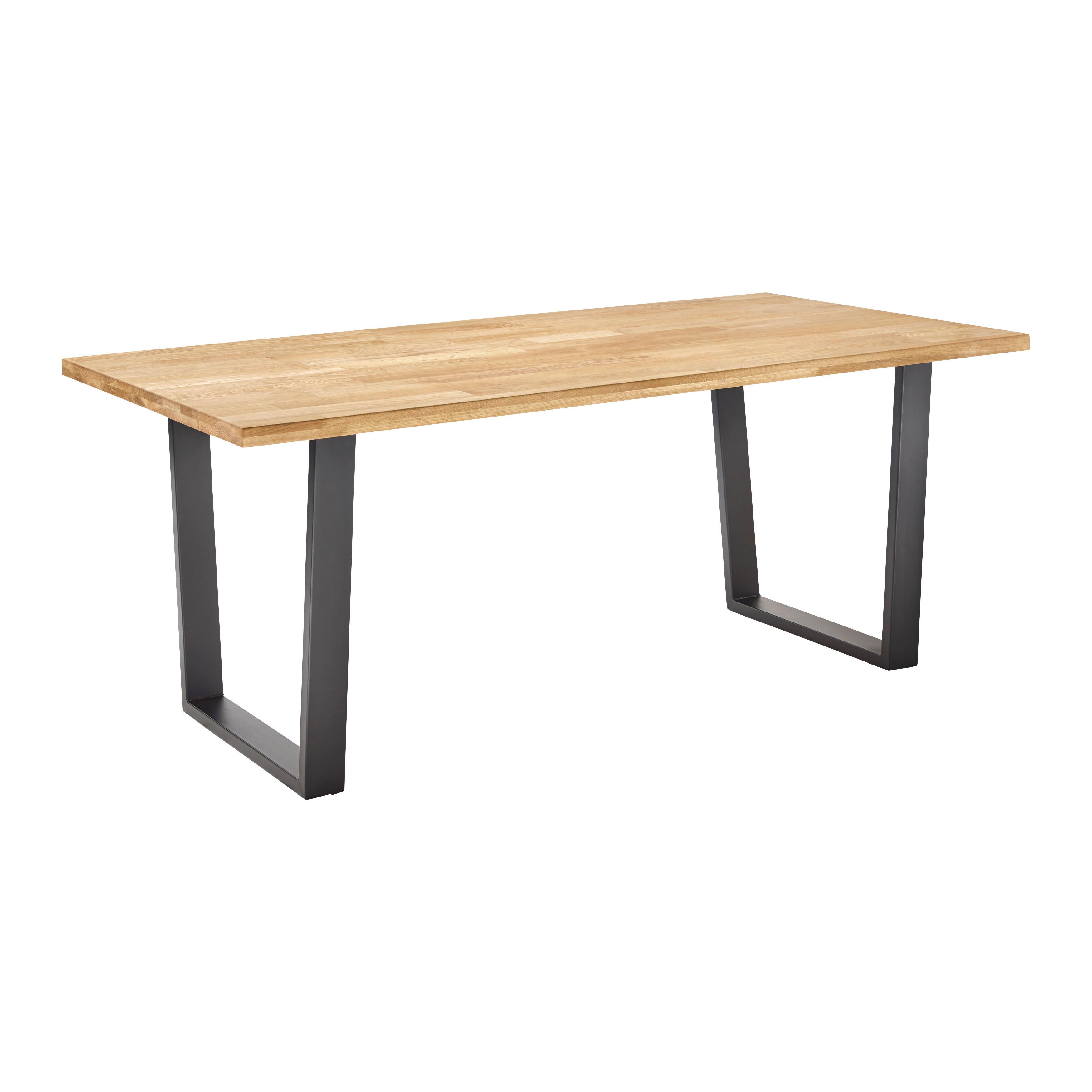 Jídelní stůl Vanina masiv 180x90 cm - černá/barvy dubu, Moderní, kov/dřevo (180/90/76cm) - Bessagi Home