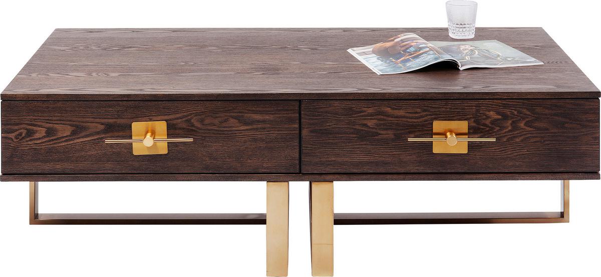 Couchtisch Osaka - Messingfarben/Braun, Trend, Holzwerkstoff/Metall (137,4/45,5/77cm) - Kare-Design