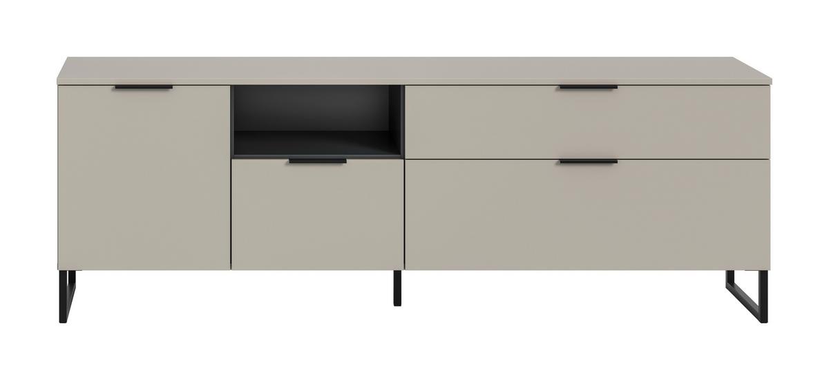 Lowboard Noida Kaschmir B: 185 Cm - Kaschmir/Schwarz, Design, Holzwerkstoff (185/64/41cm) - Livetastic