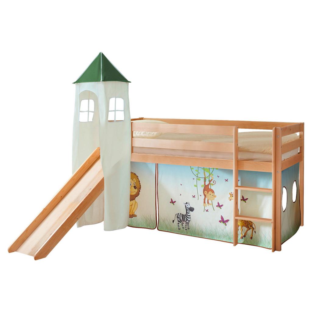 Spielbett Kasper Multicolor Kiefer massiv 90 cm Rutsche