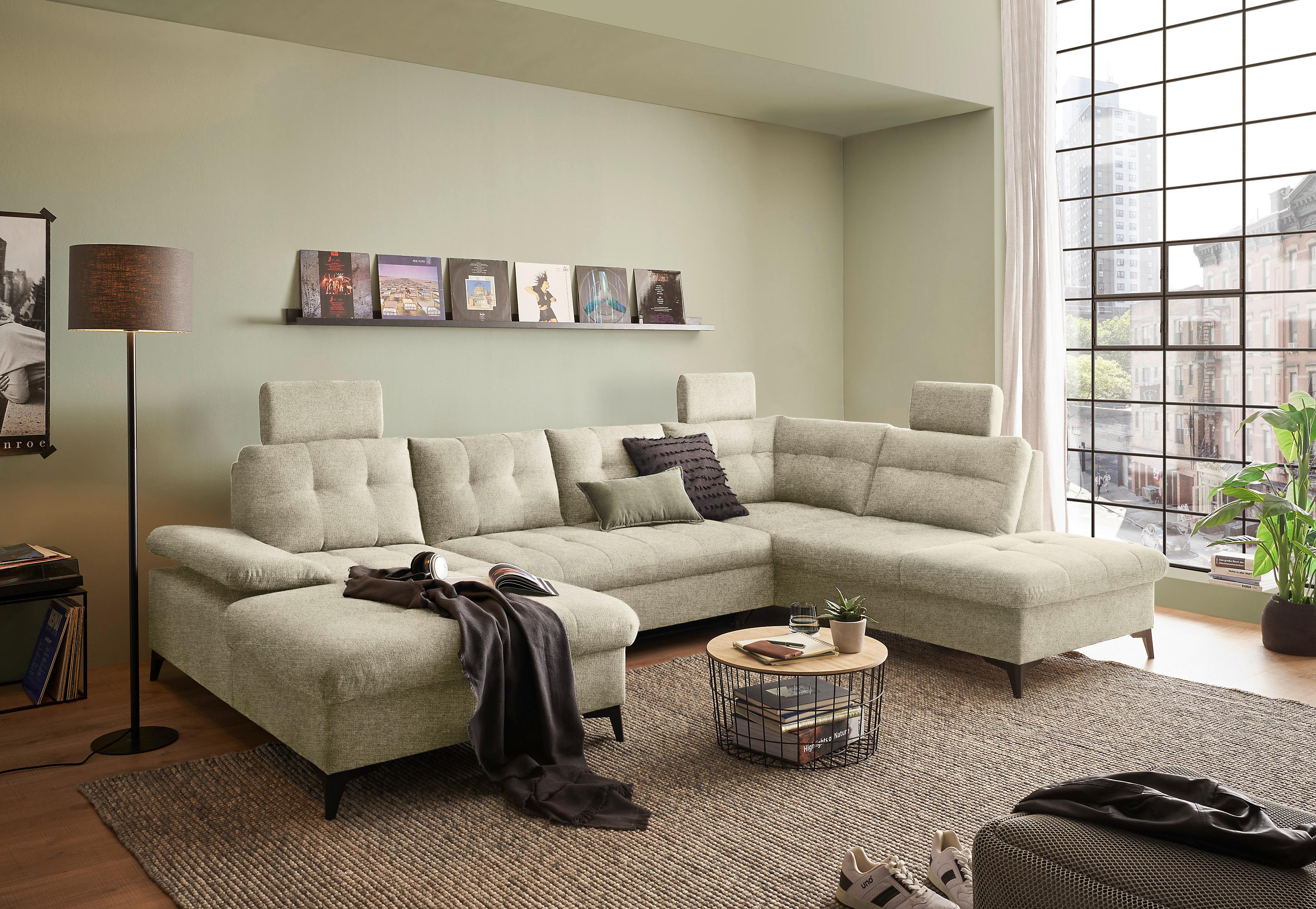 Wohnlandschaft Durban U Braun U: 170/324/218 cm - Beige/Schwarz, KONVENTIONELL, Textil (170/324/218cm) - MID.YOU
