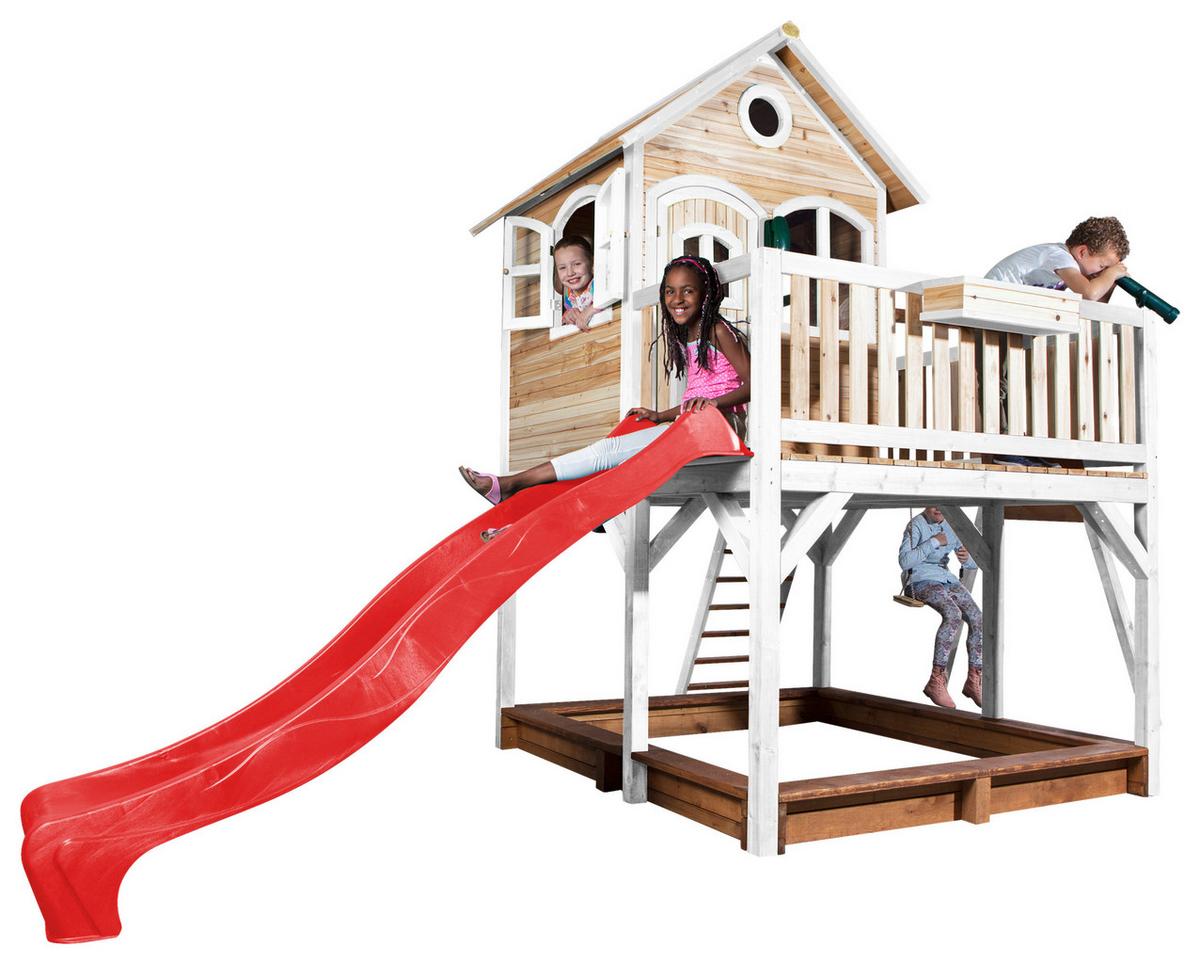 Spielturm A030.152.21 - Rot/Braun, KONVENTIONELL, Holz/Kunststoff (541/291/277cm) - Ambia Garden