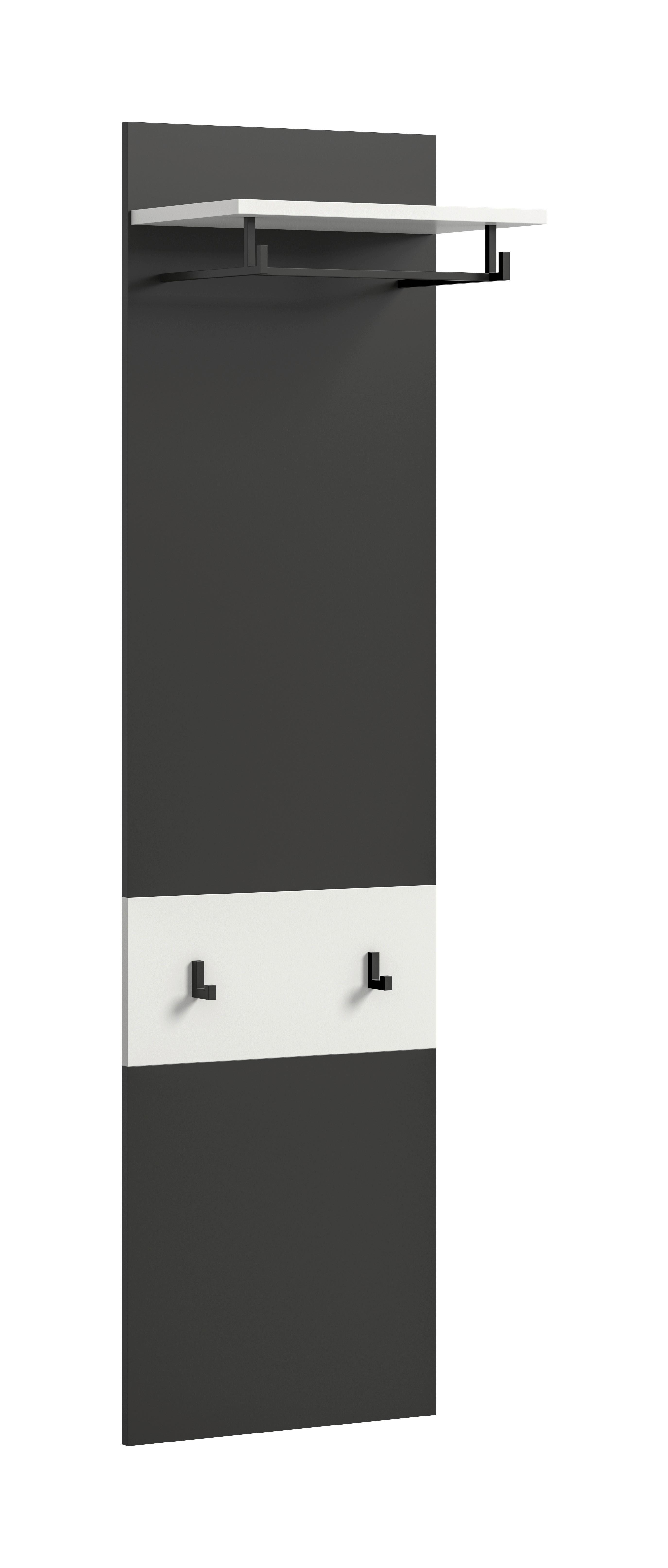 Garderobenpaneel Canu Grau/Weiß B: 45 cm - Weiß/Grau, Design, Holzwerkstoff (45/165/29cm) - Livetastic