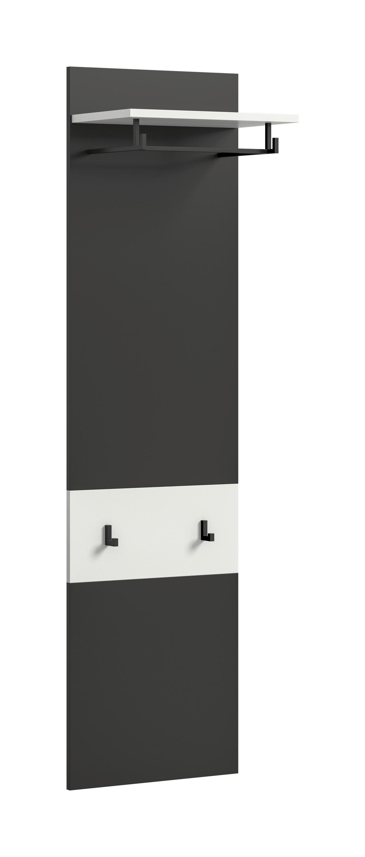 Garderobenpaneel Canu Grau/Weiß B: 45 cm - Weiß/Grau, Design, Holzwerkstoff (45/165/29cm) - Livetastic