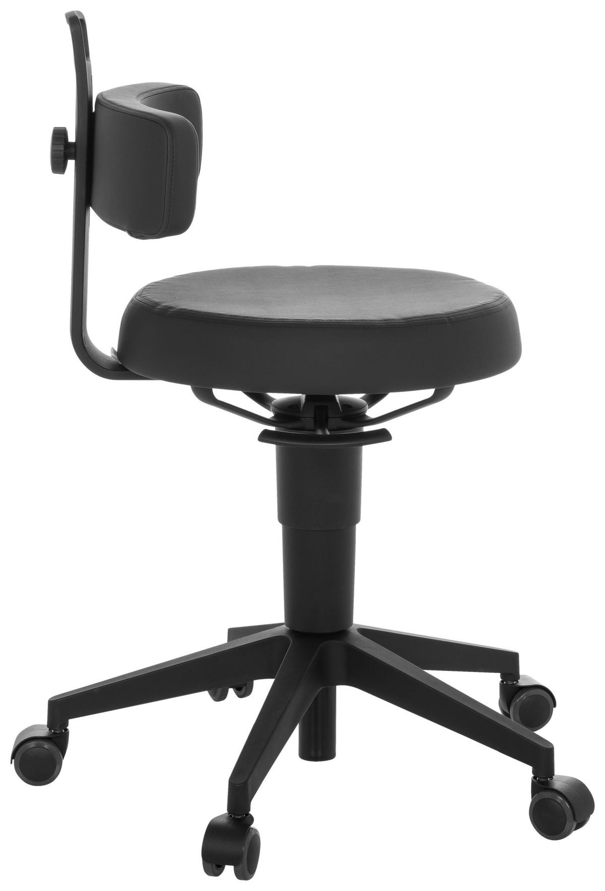 Bürohocker Top Work Flex Pu - Schwarz, Basics, Leder/Kunststoff (40/74-86/46cm) - MID.YOU