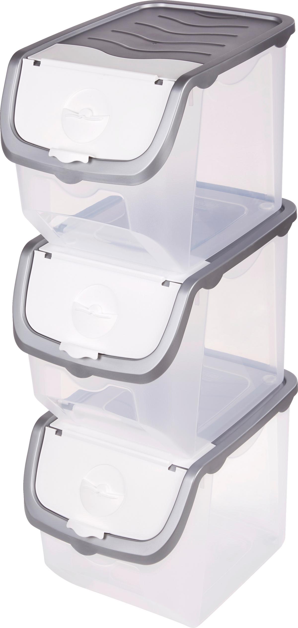 Tárolódoboz Jan - szürke/átlátszó, műanyag (23,5/23,5/32,5cm) - Homezone