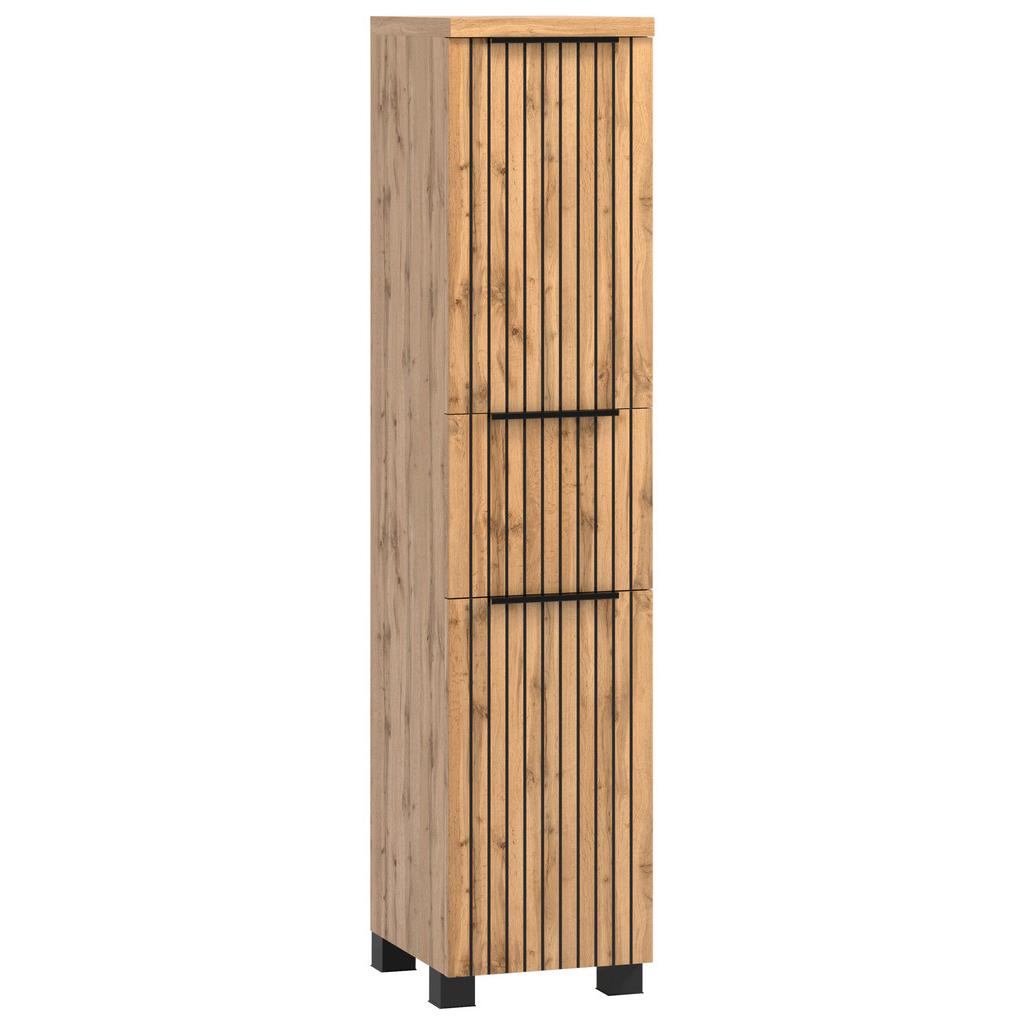 Midischrank Chester B: 30 cm Eiche Wotan Dekor/Schwarz