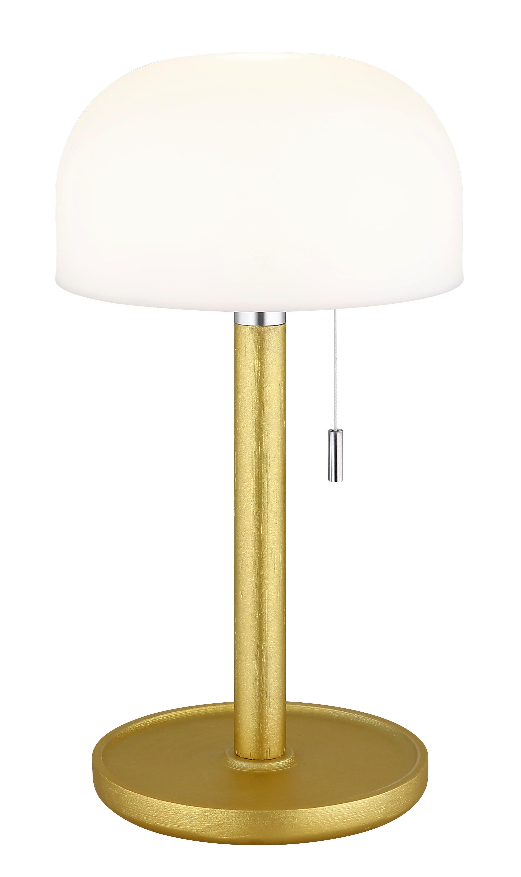 Akku-Tischleuchte 21016m Norman - Messingfarben/Opal, KONVENTIONELL, Holz/Kunststoff (15/28cm) - Globo