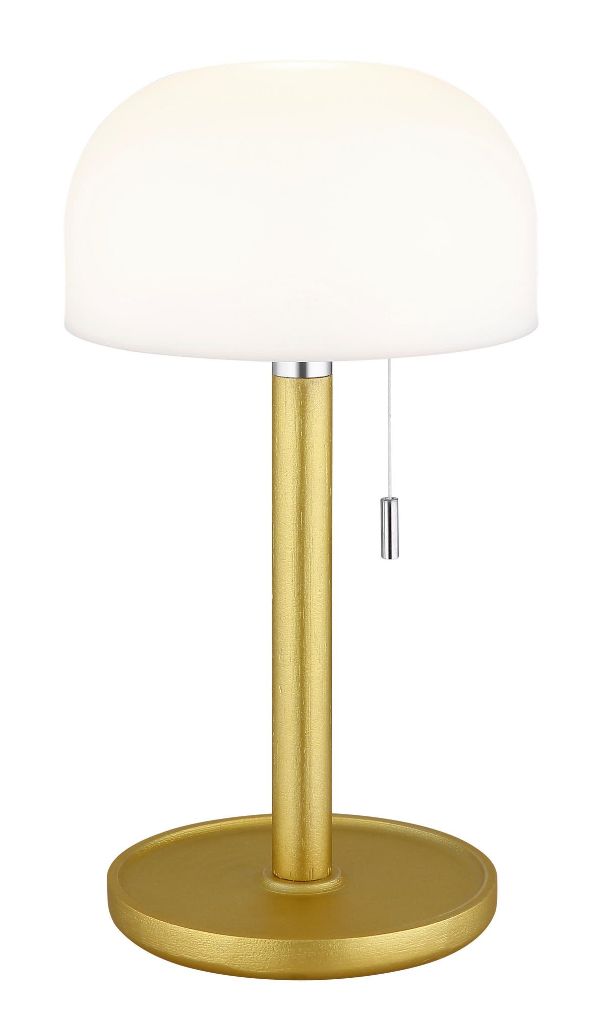 Akku-tischleuchte 21016m Norman - Messingfarben/Opal, KONVENTIONELL, Holz/Kunststoff (15/28cm) - Globo