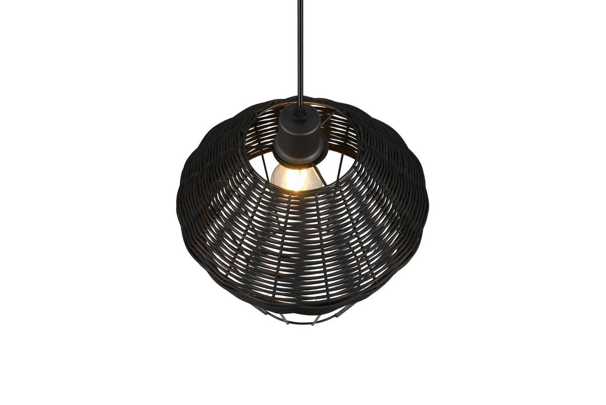 Hängeleuchte Borka H: 150 cm 1-Flammig - Schwarz, ROMANTIK / LANDHAUS, Holz/Metall (30/150cm)